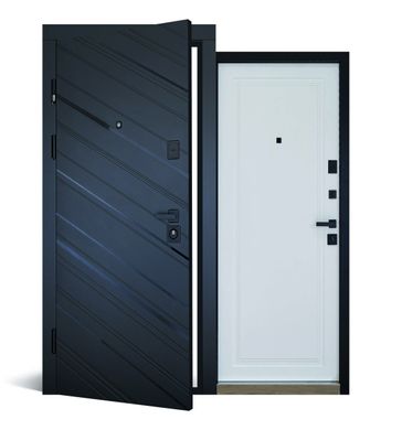 Abwehr Вхідні двері модель Rain (Колір Чорна Шагрінь + Білий супермат) комплектація Megapolis MG3
