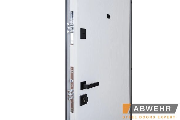 Abwehr Входные двери модель Biatris комплектация Megapolis MG3 (цвет RAL 7016 + vinorit Белый)