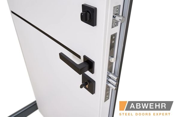 Abwehr Входные двери модель Factoria (цвет асфальт + Белый супермат) комплектация Classic+