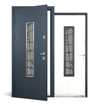 Abwehr Вхідні двері зі склом модель Solid Glass комплектація Defender (колір RAL 7021T)