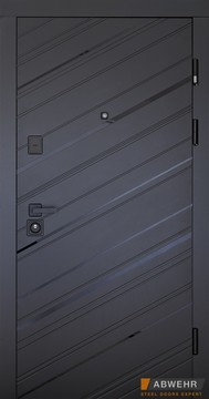 Abwehr Входная дверь модель Rain (Цвет Черная Шагринь + Белый супермат) комплектация Megapolis MG3