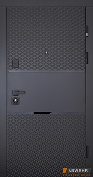 Abwehr Входная дверь модель Loriana (цвет Черная шагрень+белый) комплектация Megapolis MG3