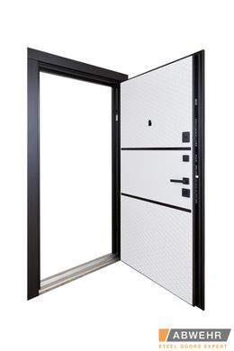 Abwehr Вхідні двері модель Loriana (колір Чорна шагрень+білий) комплектація Megapolis MG3