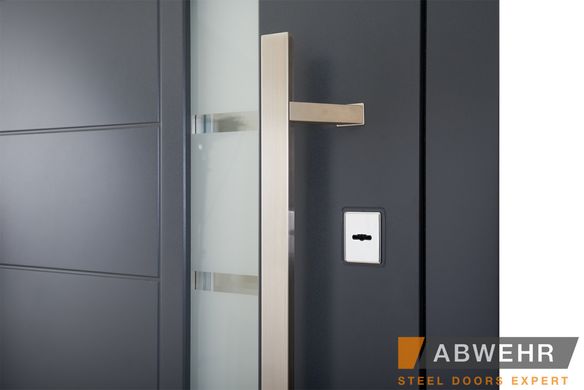 Abwehr Вхідні двері зі склом модель Liberty Glass (Колір RAL 7016+Біла) комплектація Classic+