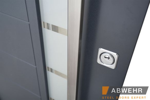 Abwehr Входная дверь со стеклом модель Liberty Glass (Цвет RAL 7016+Белая) комплектация Classic+